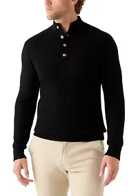Men's Ribbed Button Neck Pullover Sweater