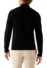 Men's Ribbed Button Neck Pullover Sweater