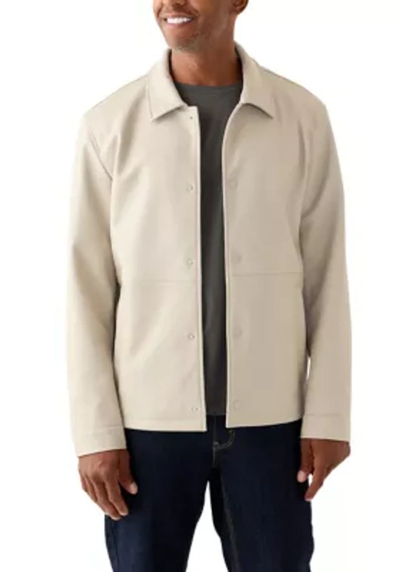 Men's Faux Leather Snap Front Shacket