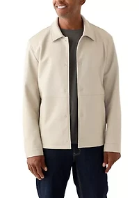 Men's Faux Leather Snap Front Shacket