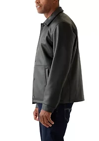 Men's Faux Leather Snap Front Shacket