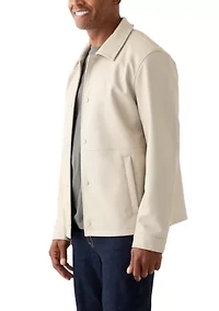 Men's Faux Leather Snap Front Shacket