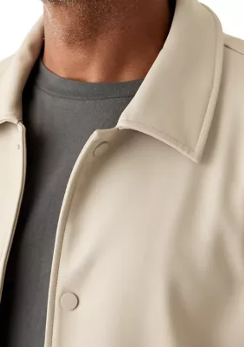 Men's Faux Leather Snap Front Shacket