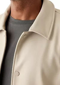 Men's Faux Leather Snap Front Shacket