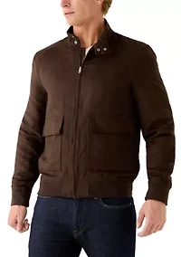 Men's Suede Zip Jacket with Front Pockets
