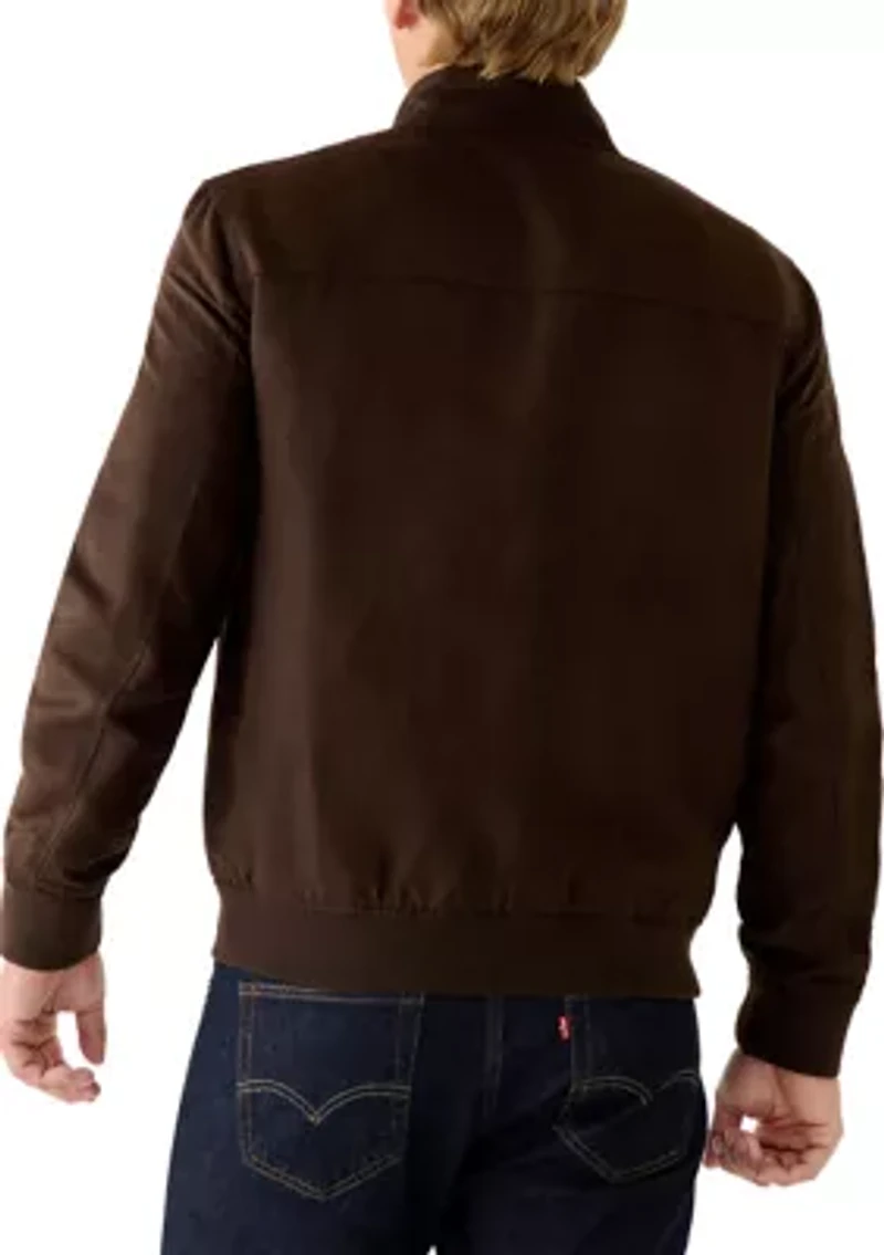Men's Suede Zip Jacket with Front Pockets