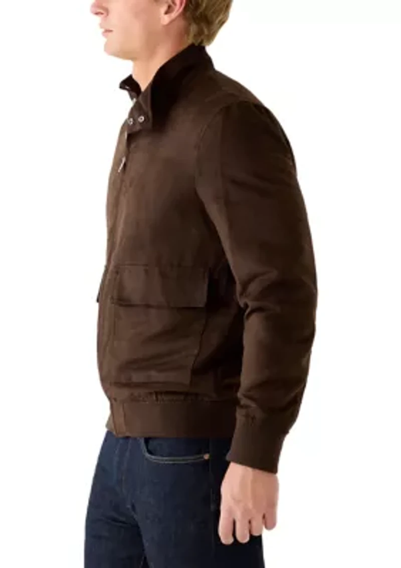 Men's Suede Zip Jacket with Front Pockets
