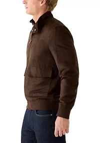 Men's Suede Zip Jacket with Front Pockets