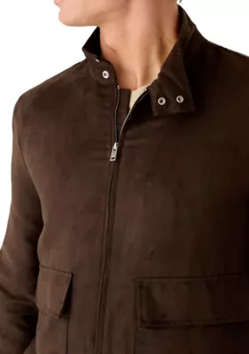 Men's Suede Zip Jacket with Front Pockets