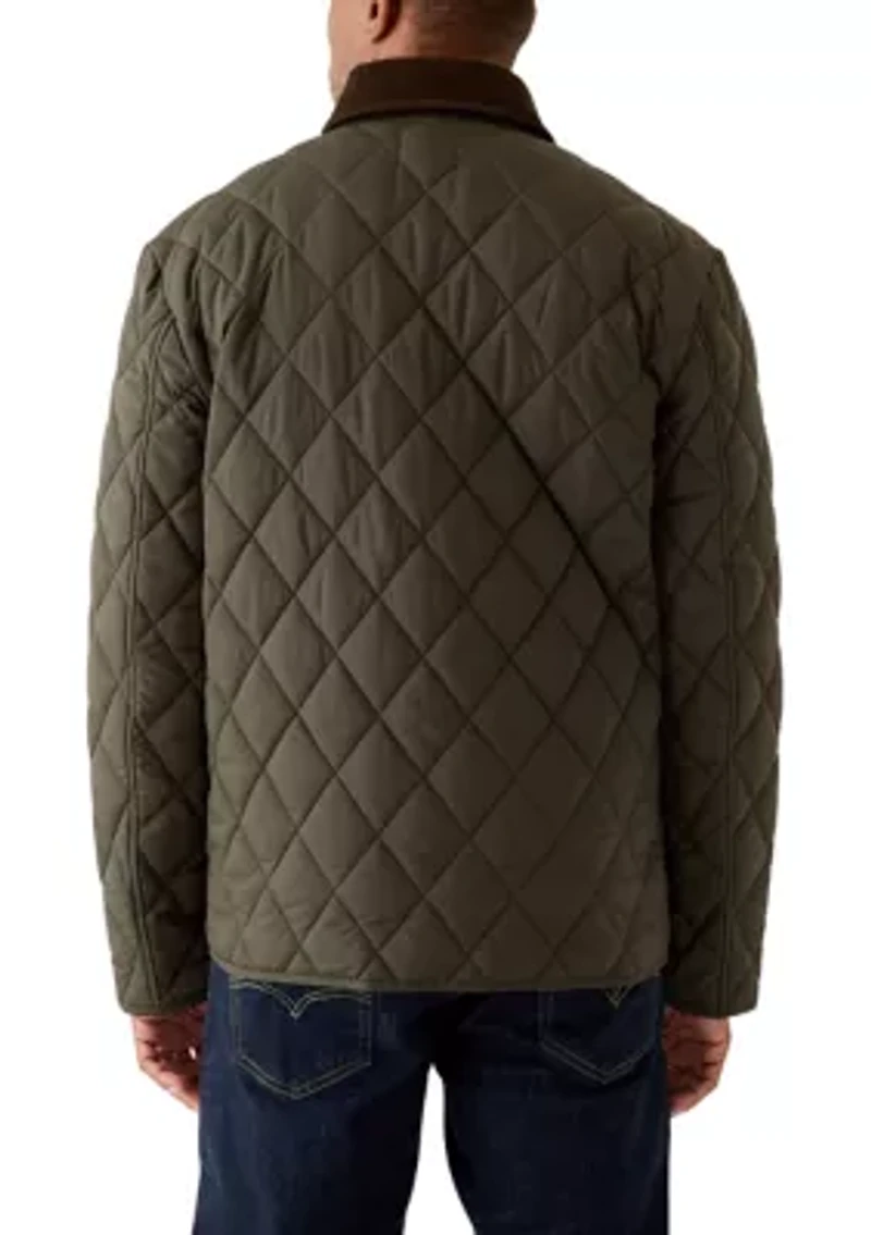 Men's Quilted Jacket with Cord Collar
