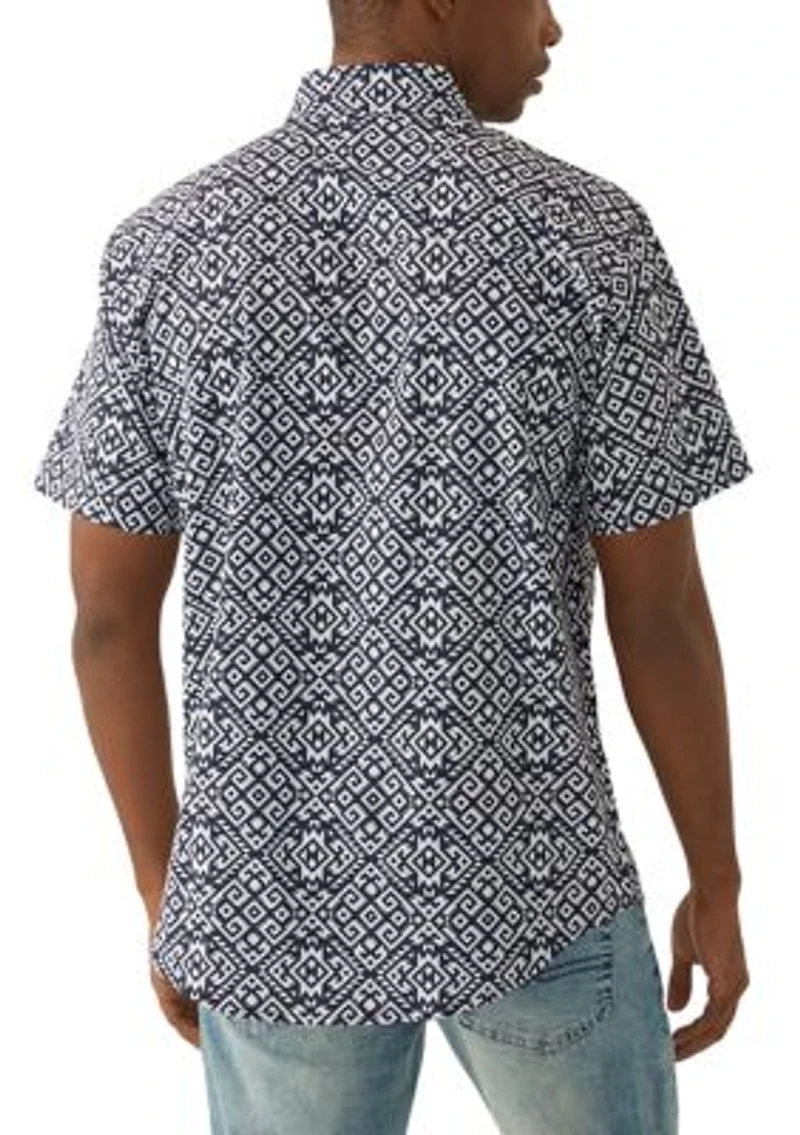 Men's Tribal Printed Tech Woven Button Down Shirt