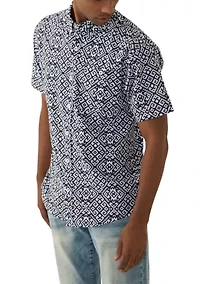 Men's Tribal Printed Tech Woven Button Down Shirt