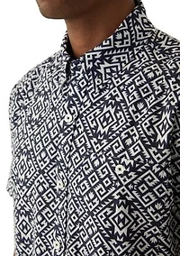 Men's Tribal Printed Tech Woven Button Down Shirt