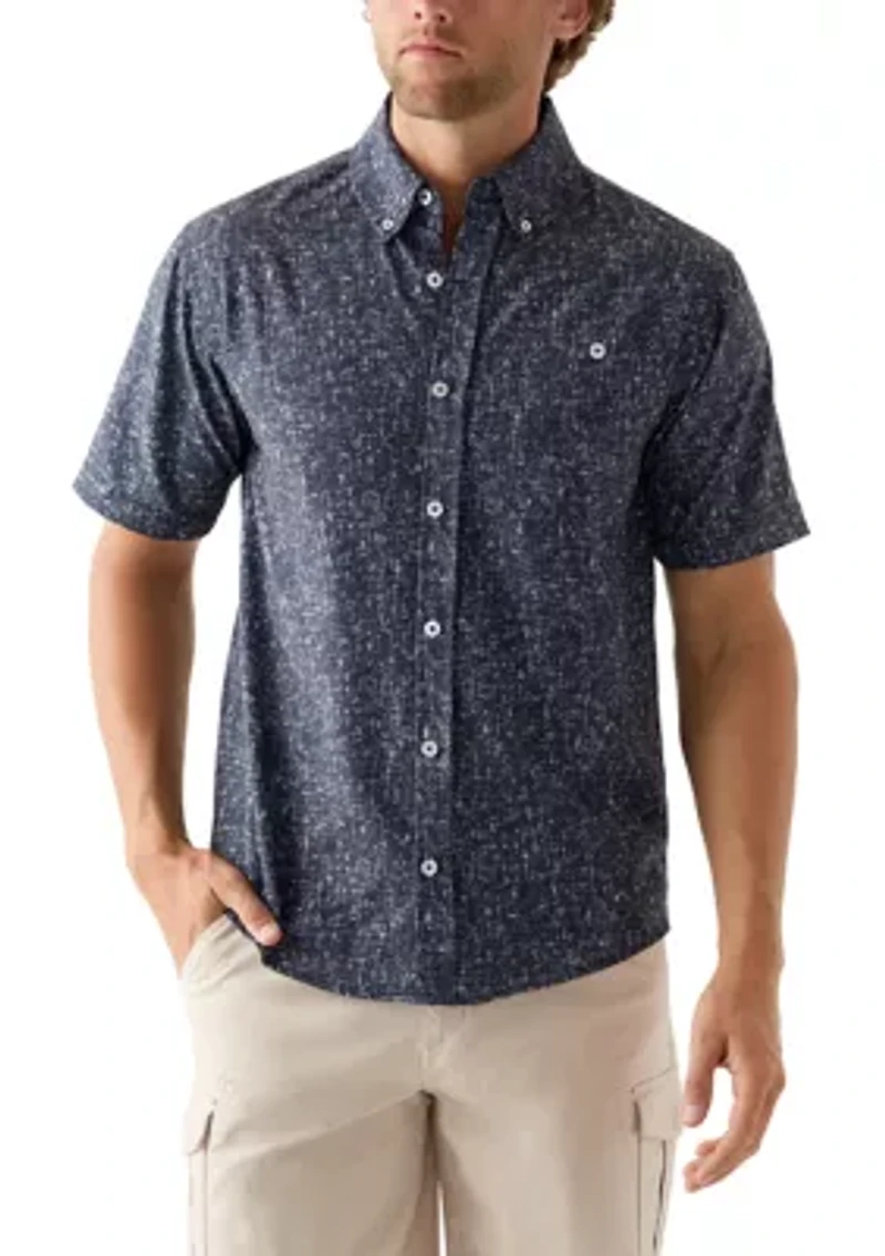 Men's Short Sleeve Printed Woven Button Down Shirt