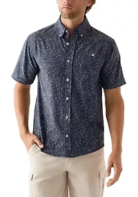 Men's Short Sleeve Printed Woven Button Down Shirt