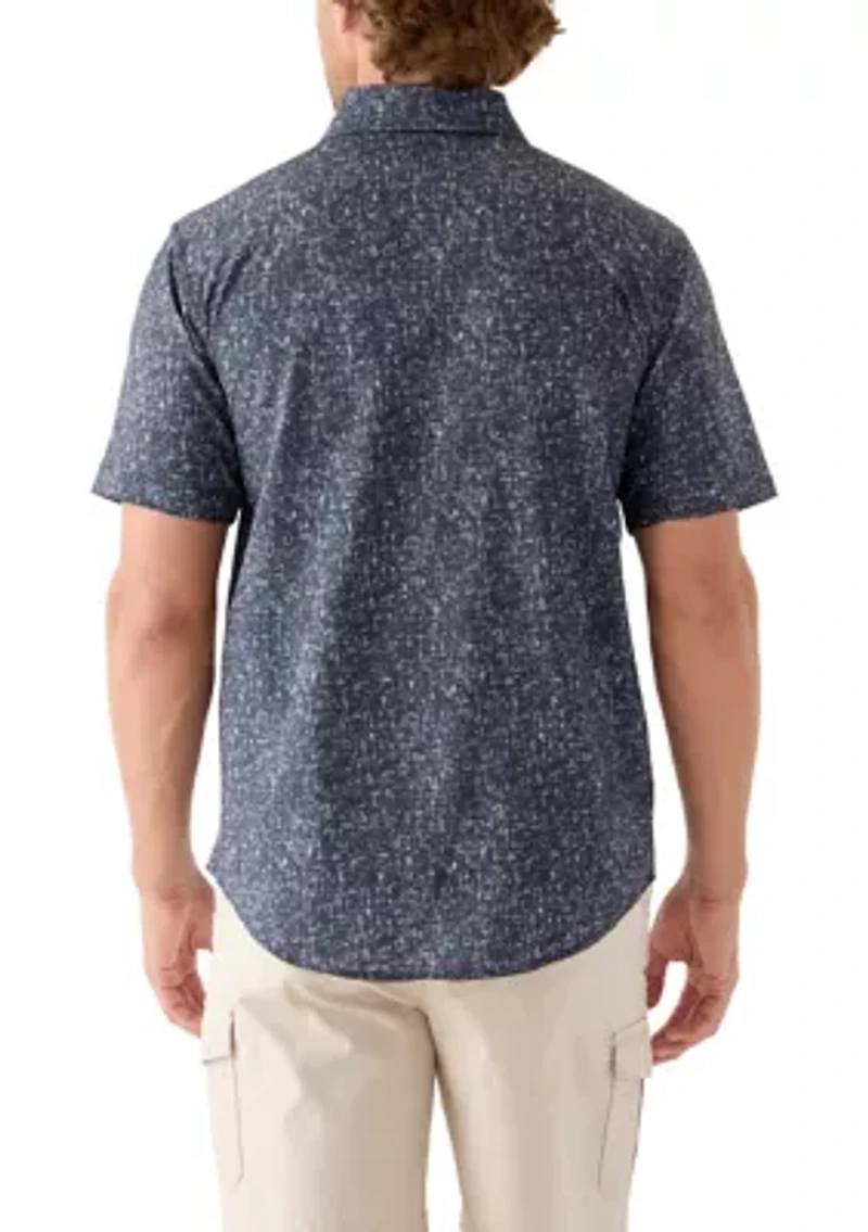 Men's Short Sleeve Printed Woven Button Down Shirt