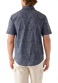 Men's Short Sleeve Printed Woven Button Down Shirt