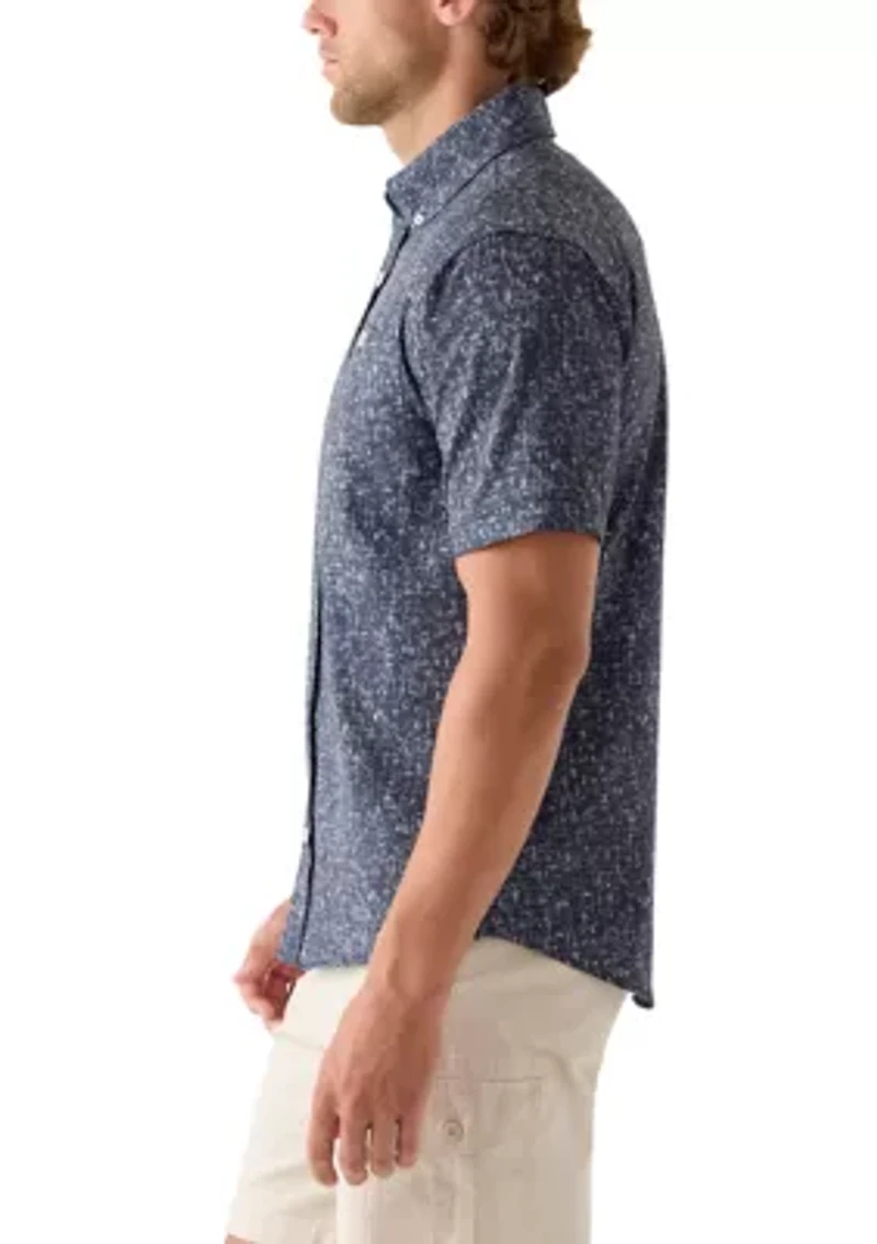 Men's Short Sleeve Printed Woven Button Down Shirt