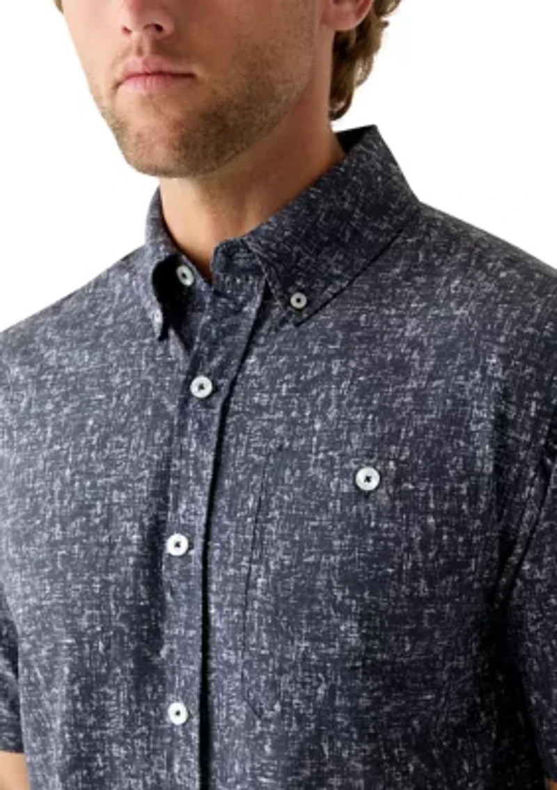 Men's Short Sleeve Printed Woven Button Down Shirt