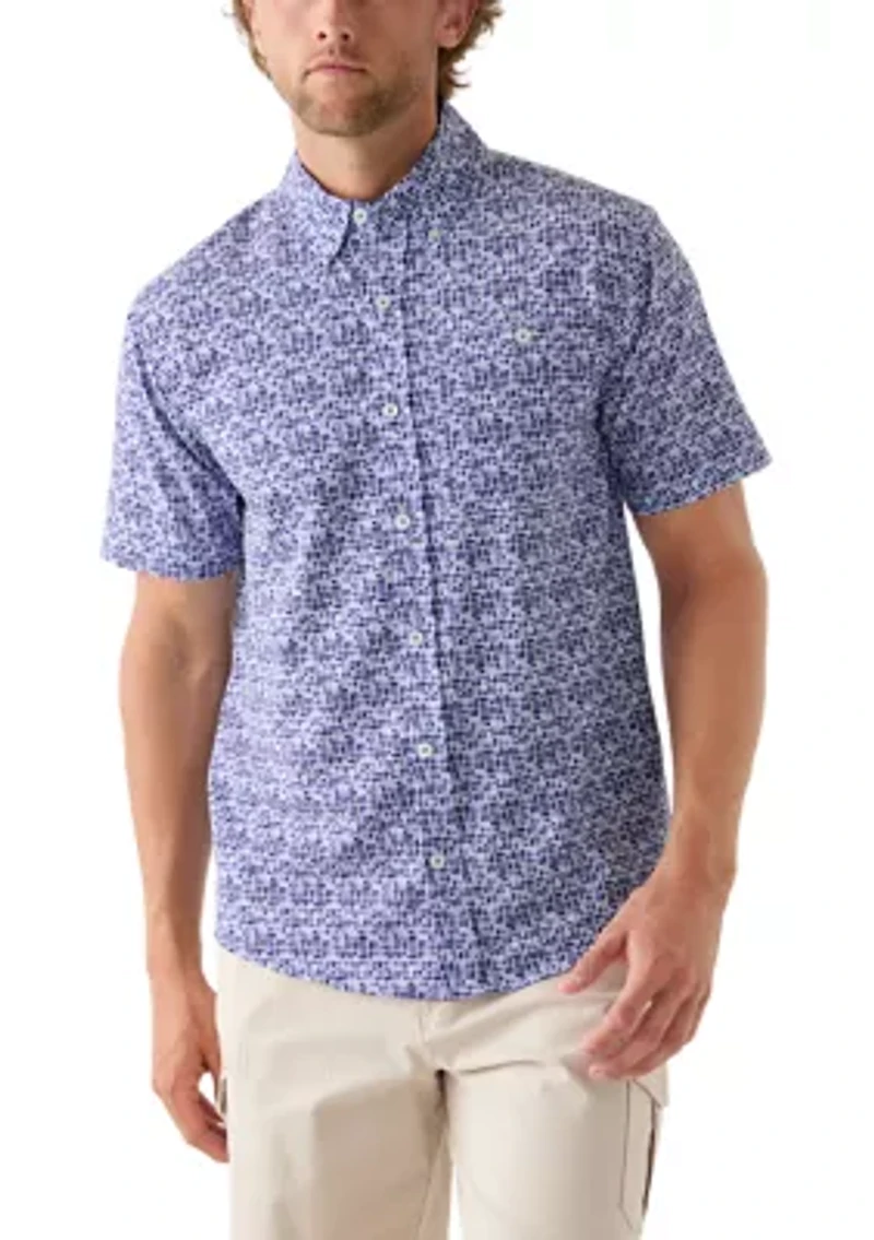 Men's Short Sleeve Printed Woven Button Down Shirt
