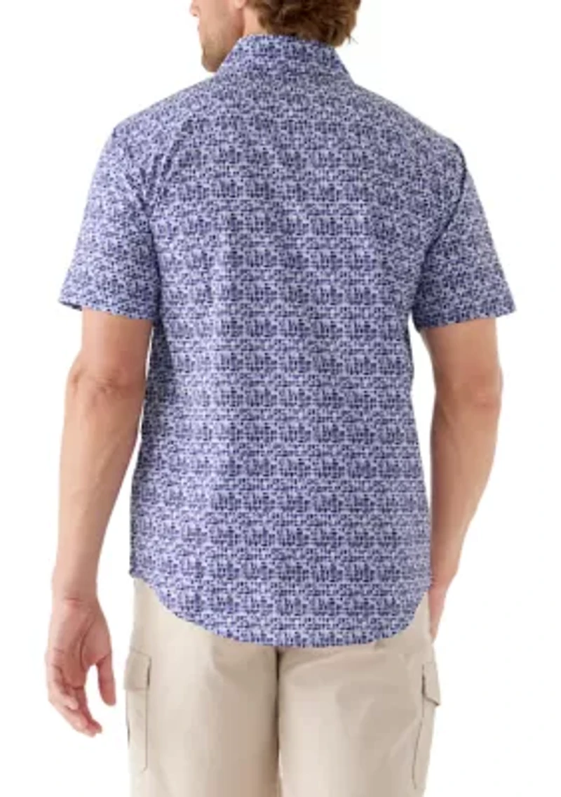 Men's Short Sleeve Printed Woven Button Down Shirt