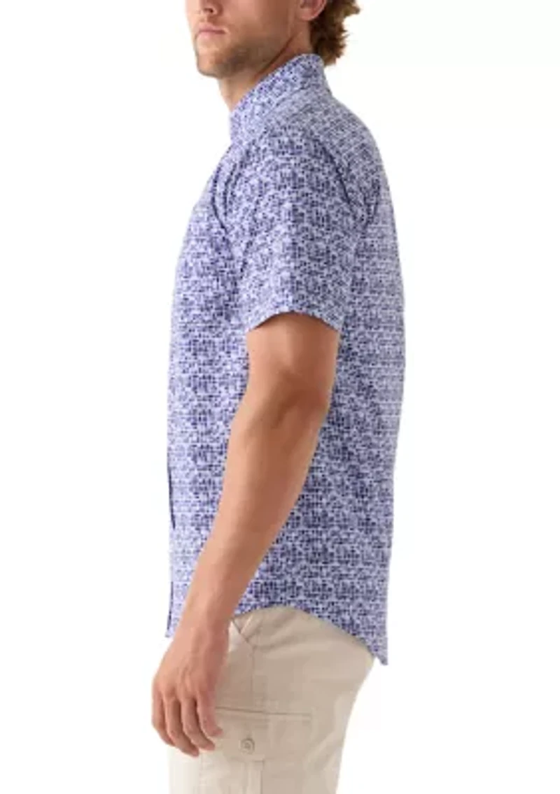 Men's Short Sleeve Printed Woven Button Down Shirt