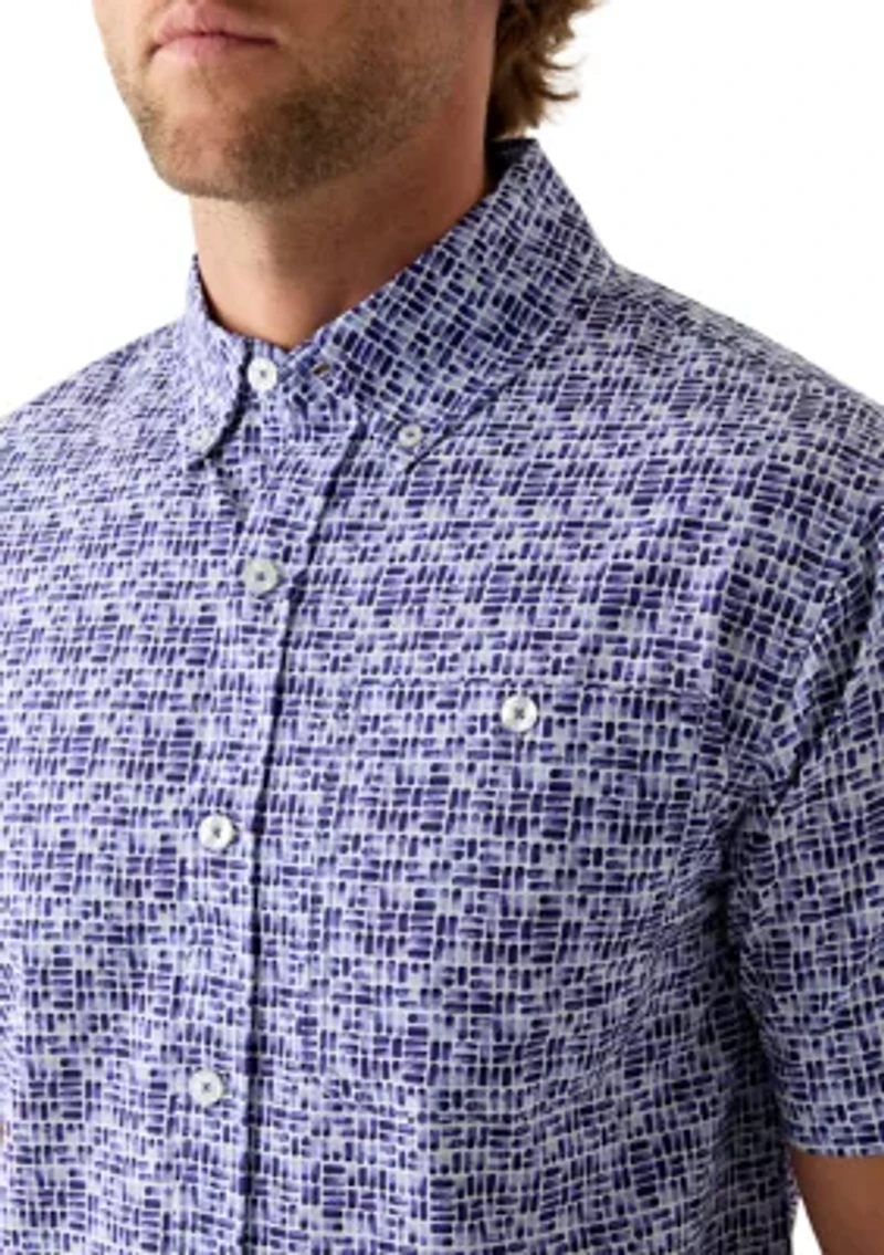 Men's Short Sleeve Printed Woven Button Down Shirt