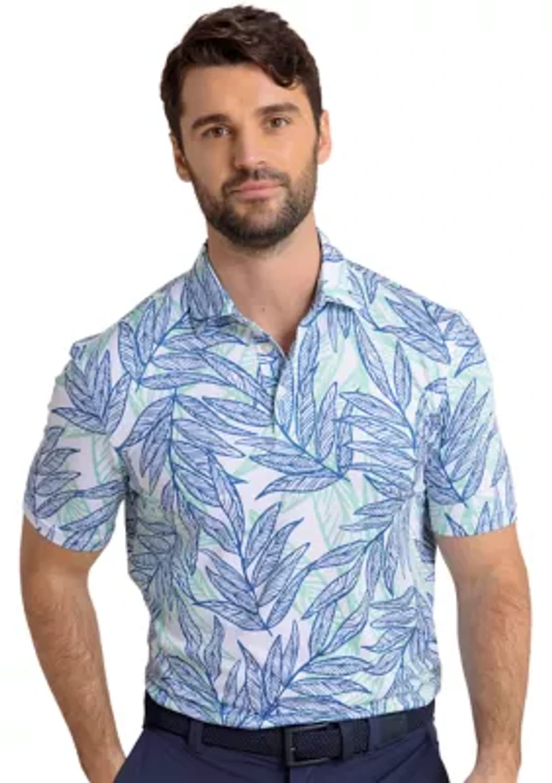 Driver Blue Palms Printed Polo Shirt