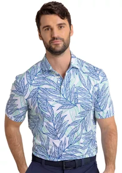 Driver Blue Palms Printed Polo Shirt