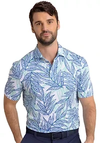 Driver Blue Palms Printed Polo Shirt