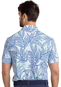 Driver Blue Palms Printed Polo Shirt