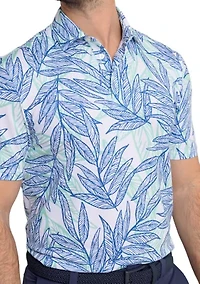 Driver Blue Palms Printed Polo Shirt