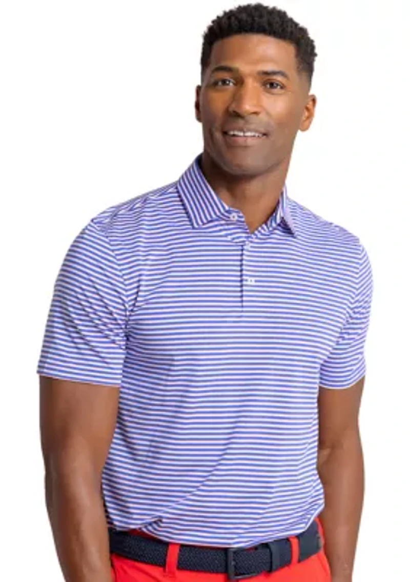 Short Sleeve Driver Caravel Stripe Polo Shirt
