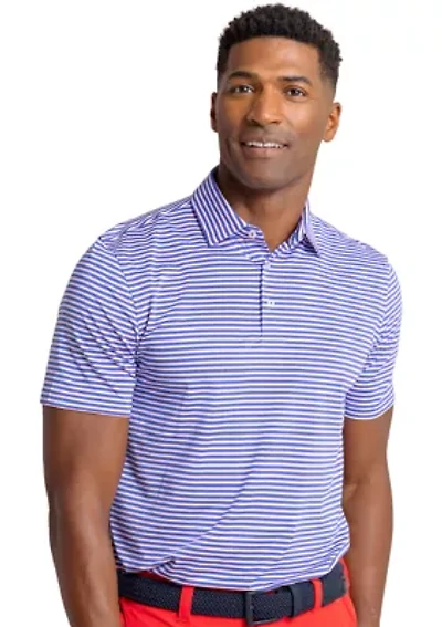 Short Sleeve Driver Caravel Stripe Polo Shirt