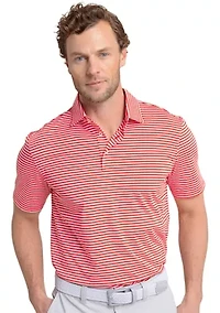 Short Sleeve Driver Caravel Stripe Polo Shirt