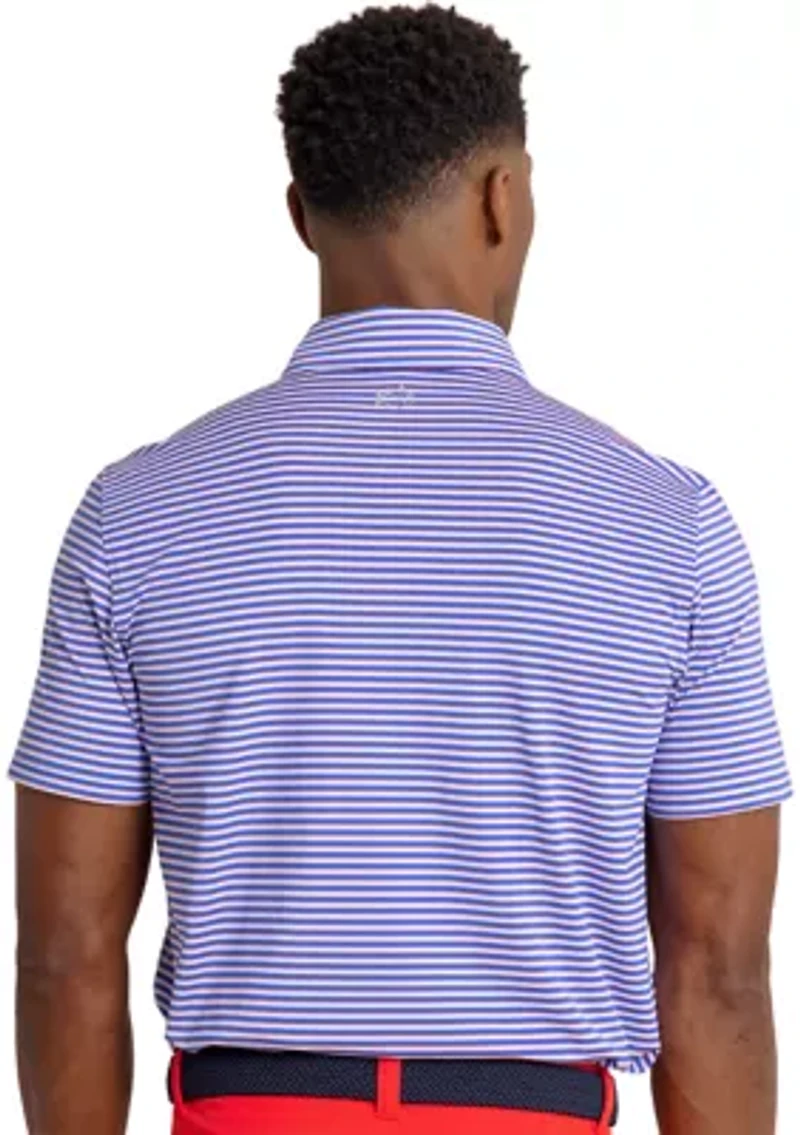 Short Sleeve Driver Caravel Stripe Polo Shirt