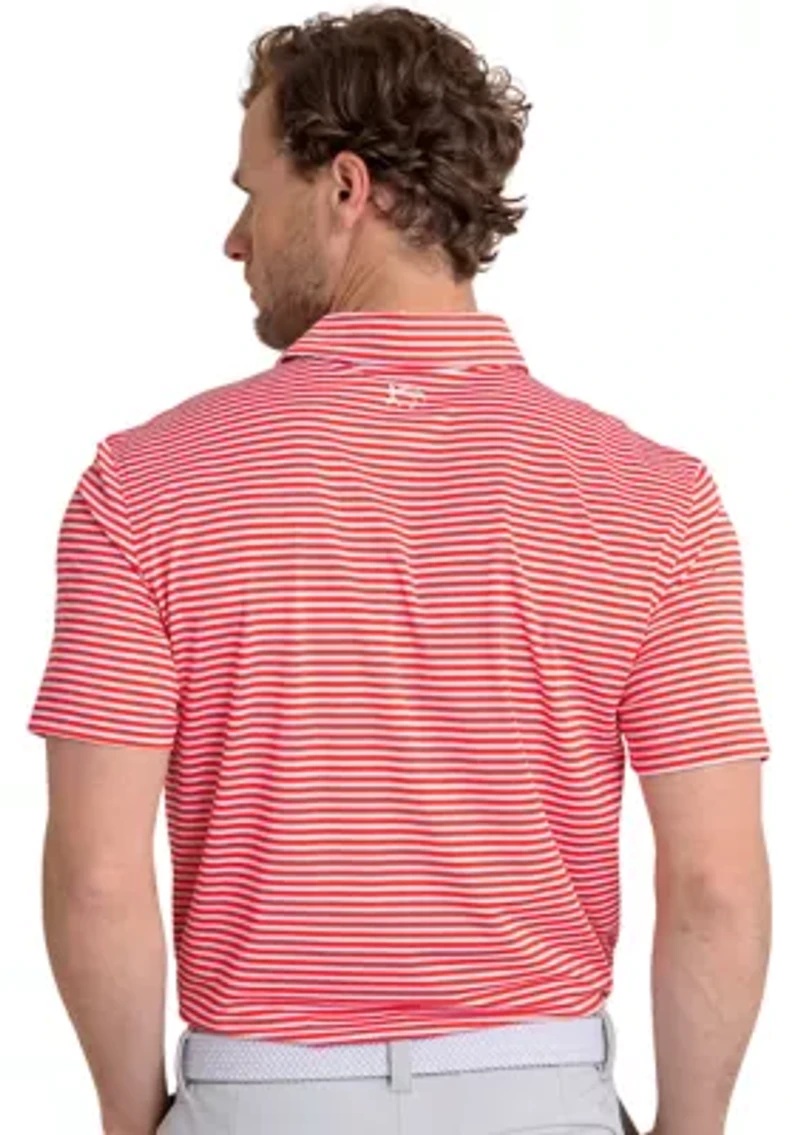 Short Sleeve Driver Caravel Stripe Polo Shirt