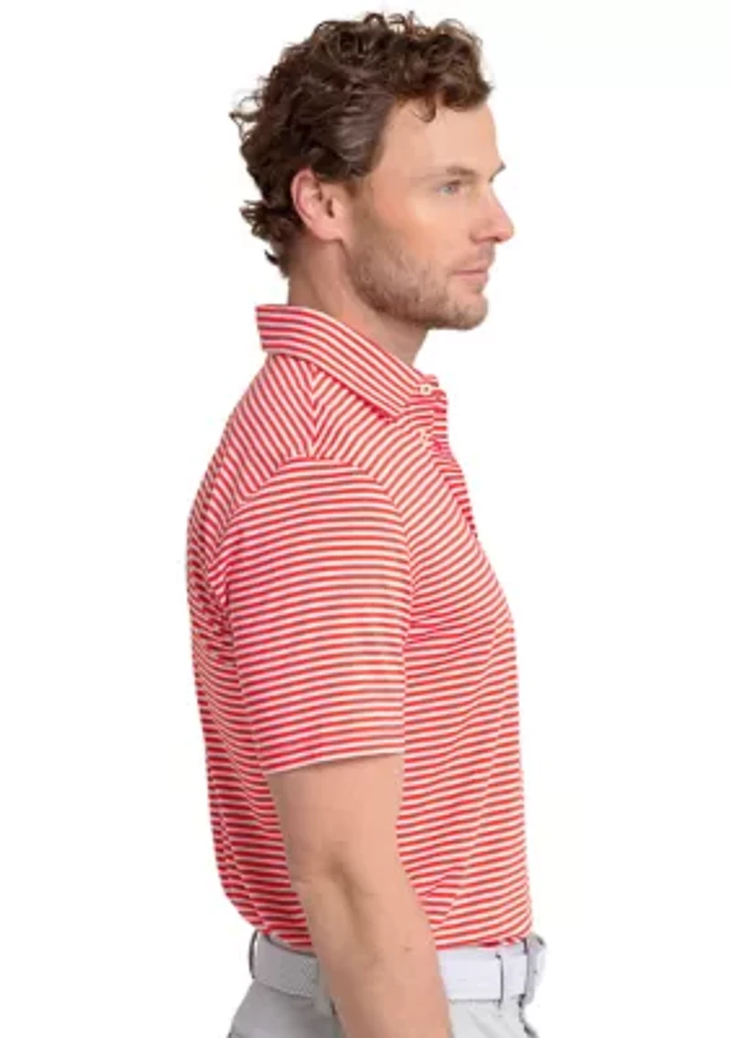 Short Sleeve Driver Caravel Stripe Polo Shirt