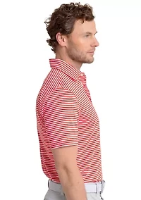 Short Sleeve Driver Caravel Stripe Polo Shirt