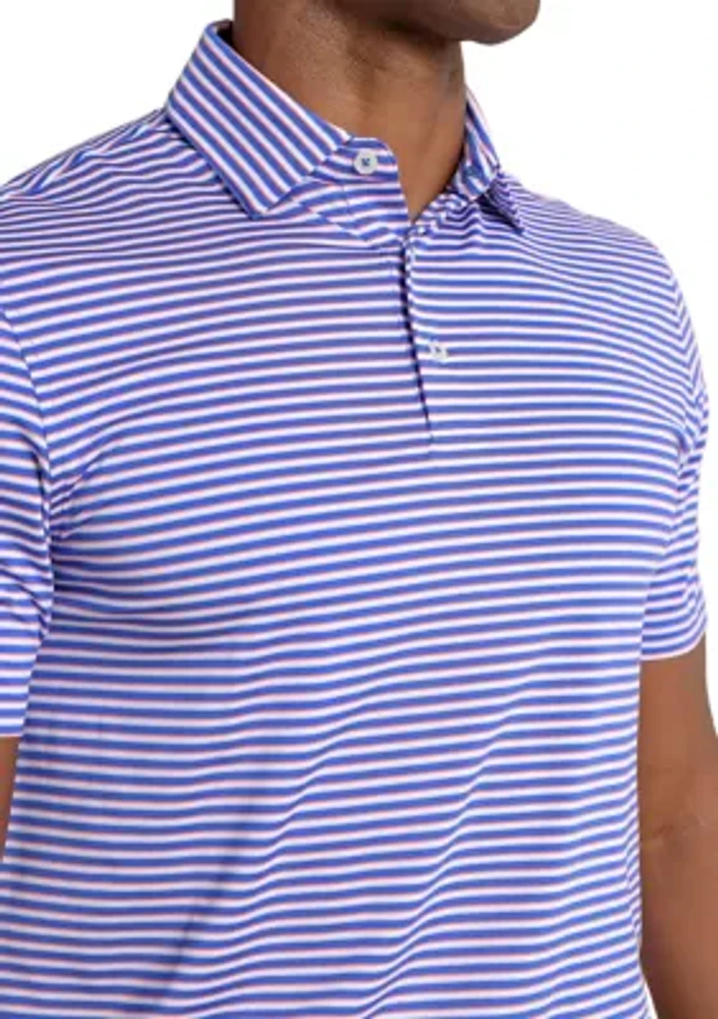 Short Sleeve Driver Caravel Stripe Polo Shirt