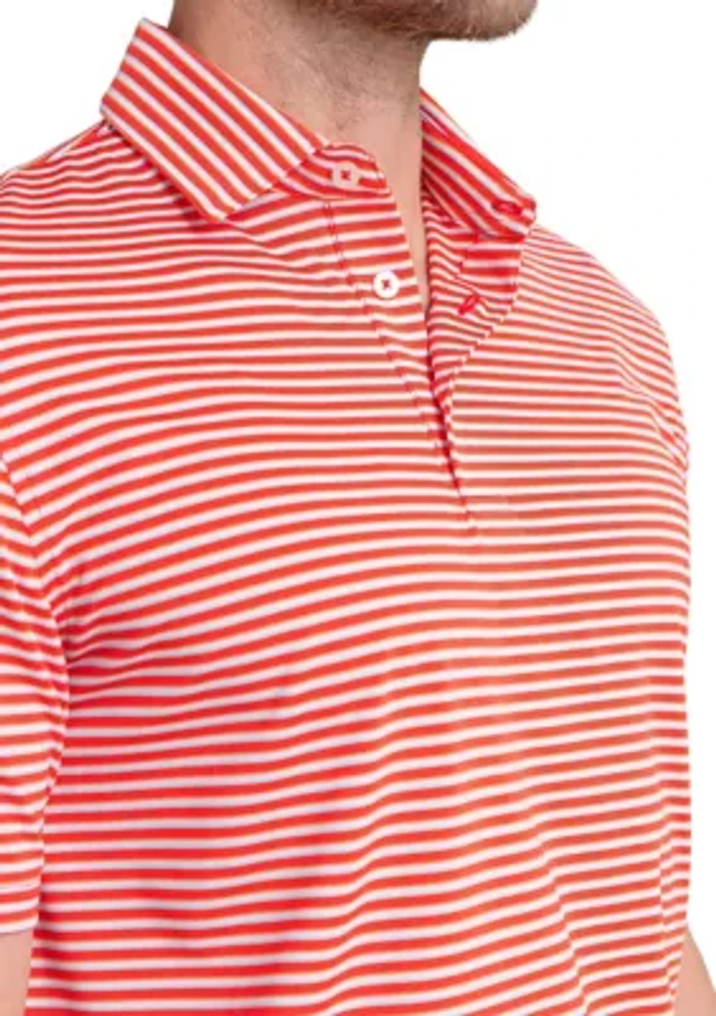 Short Sleeve Driver Caravel Stripe Polo Shirt