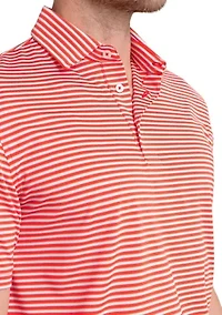 Short Sleeve Driver Caravel Stripe Polo Shirt