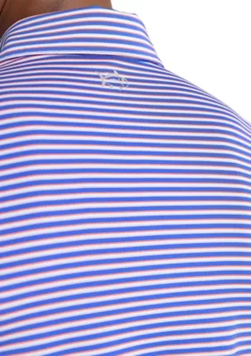 Short Sleeve Driver Caravel Stripe Polo Shirt