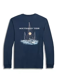 Men's Long Sleeve Sailboat Lights T-Shirt
