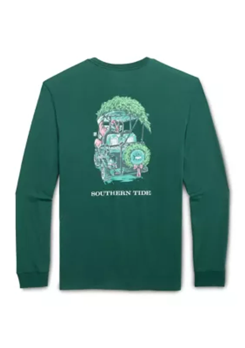 Men's Long Sleeve Club Car Santa Graphic T-Shirt