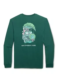 Men's Long Sleeve Club Car Santa Graphic T-Shirt