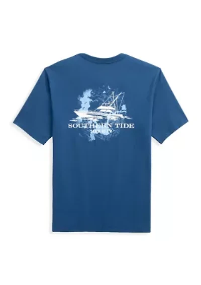 Men's Fishing Boat Coordinates Short Sleeve T-Shirt