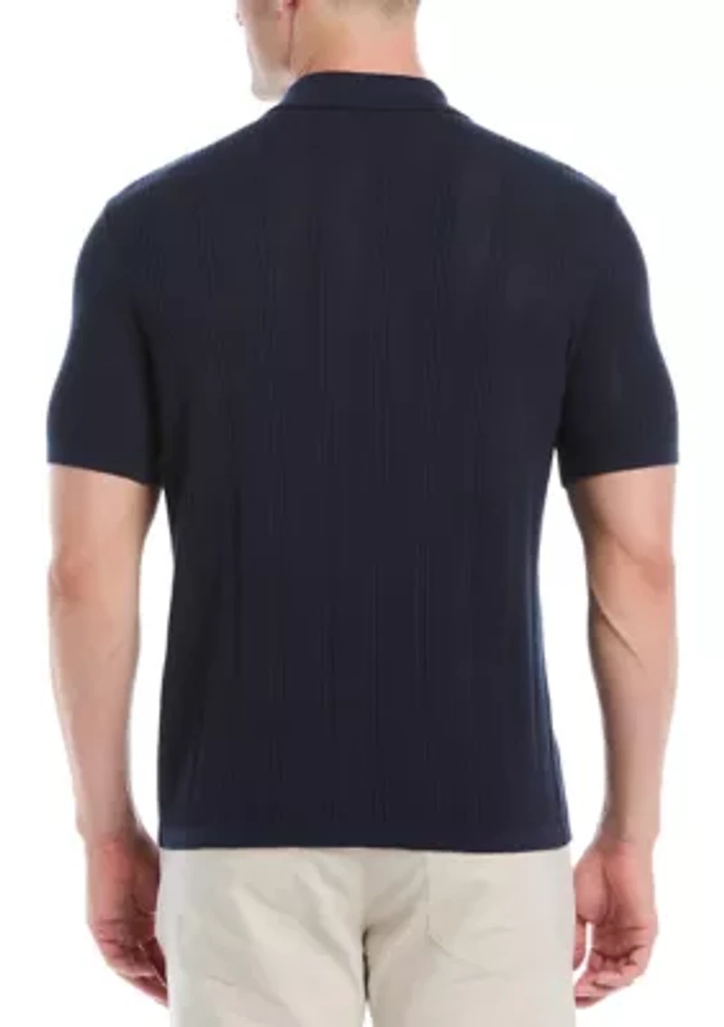 Men's Mesh Stripe Coatfront Sweater