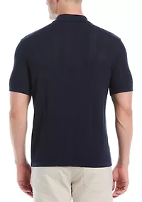 Men's Mesh Stripe Coatfront Sweater