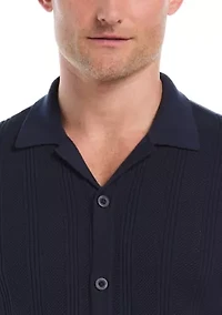 Men's Mesh Stripe Coatfront Sweater